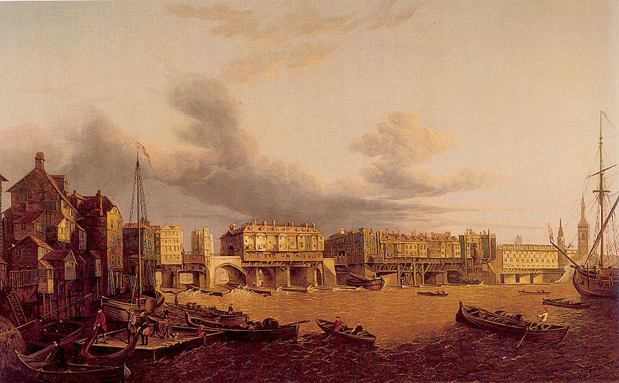 View of Old London Bridge as it was in 1747